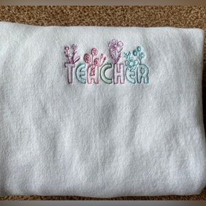 Embroidered teacher crewneck sweatshirt